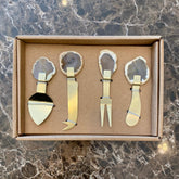 Kit para queijos com pedra de Ágata ouro