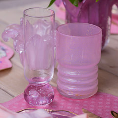 Copo de Murano Rosa com pó de ouro