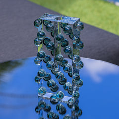 Vaso de cristal Bubble azul fume