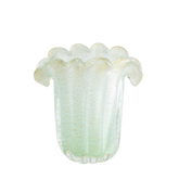 Vaso leque M verde opalina com pó de ouro