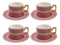 Conj 4 xícaras + pires café Olimpo rosa