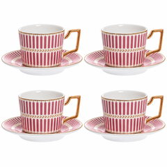 Conjunto de Xícaras de Chá Olimpo Rosa 8 Peças