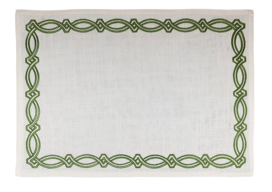 Kit 2 jogos americanos linho bordado Truly Verde