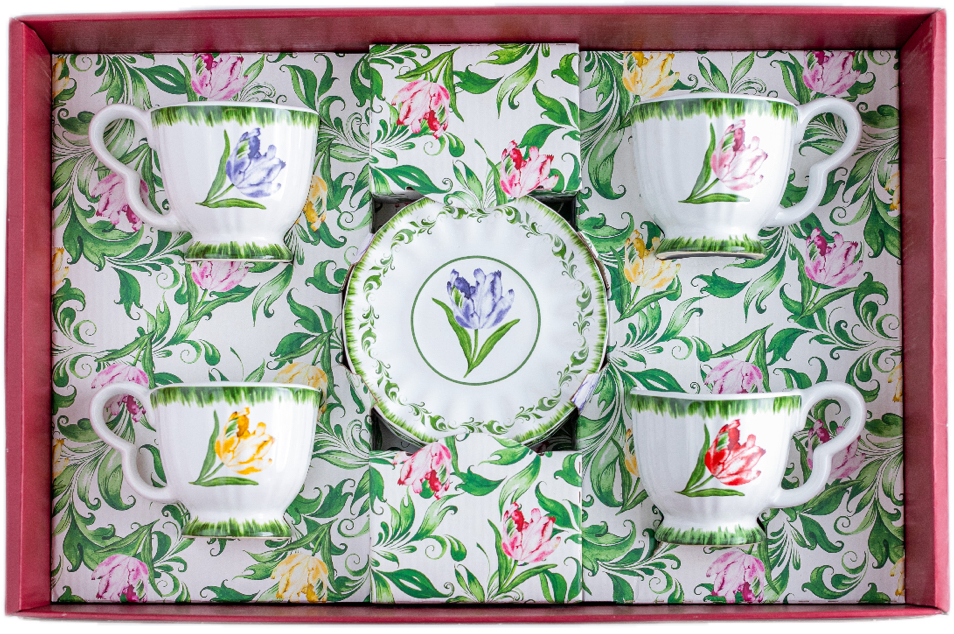 Conjunto de xícaras para chá Tulipas