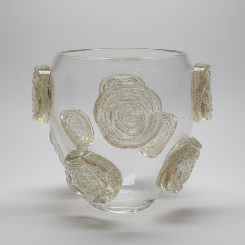 Vaso Alto Rose M cristal com ouro