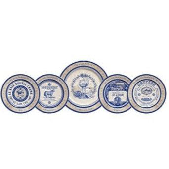 Conjunto de pratos rótulos de queijo