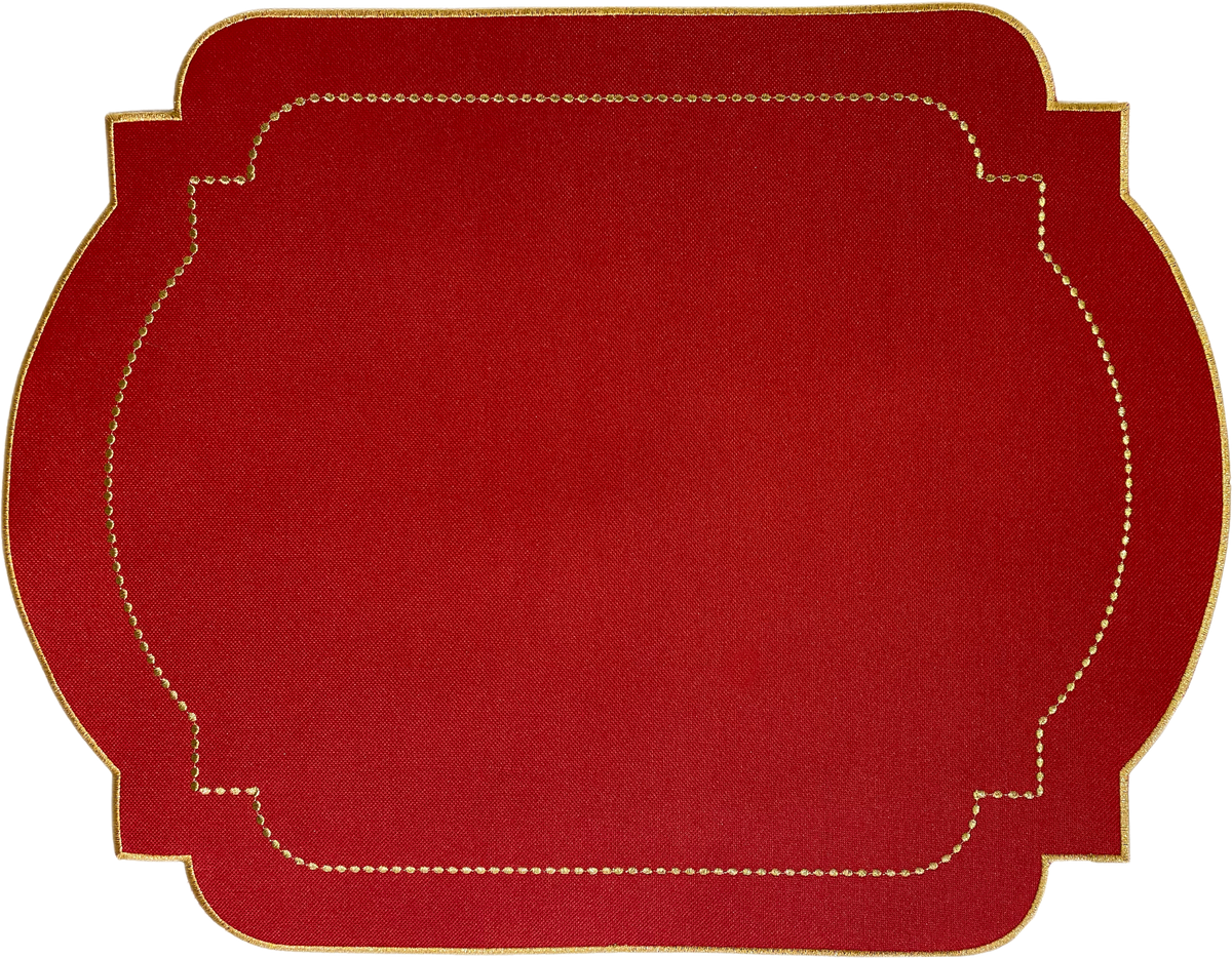 Jogo americano retangular Classic Vermelho e Dourado