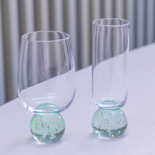 Conjunto Taça Bubble champanhe verde
