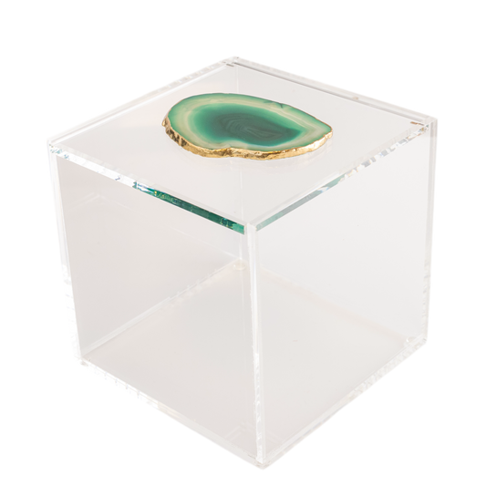 Caixa G com pedra de ágata verde