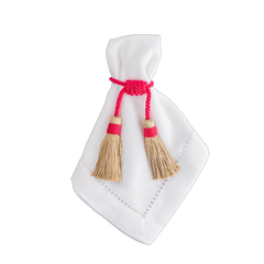 Porta Guardanapo Tassel Rosa com Dourado