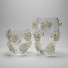 Vaso Alto Rose G cristal com ouro