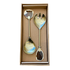Kit de servir com pedra de Ágata ouro