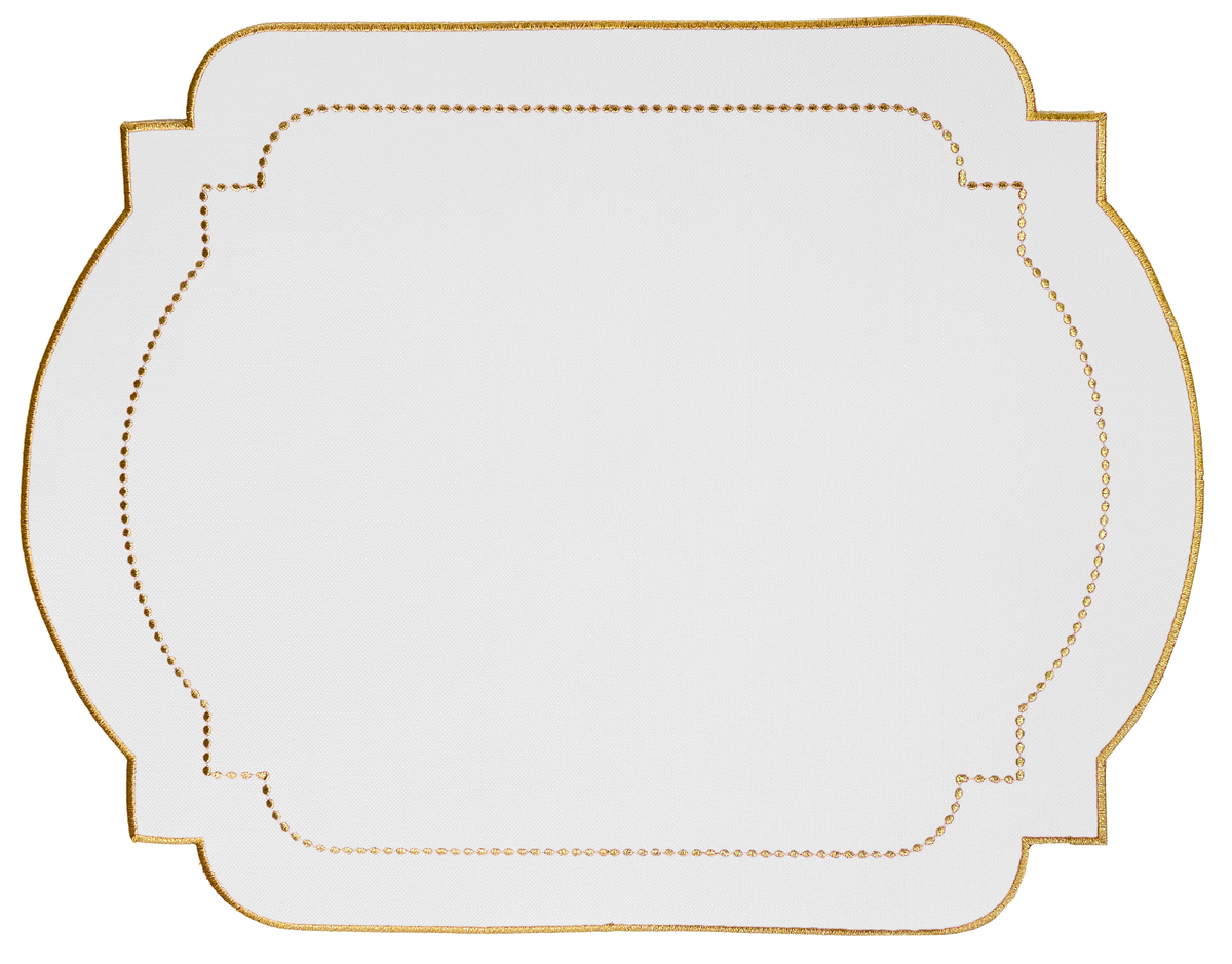 Jogo americano retangular Classic Branco e Dourado