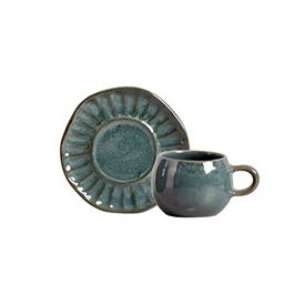 Conj 6 xícaras + 6 pires para café Quartzo azul