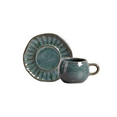 Conj 6 xícaras + 6 pires para café Quartzo azul