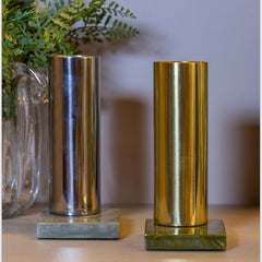 Vaso metal silver green By Poli