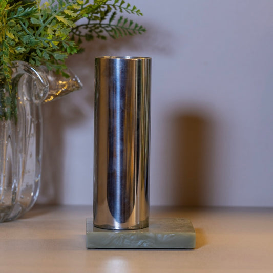 Vaso metal silver green By Poli