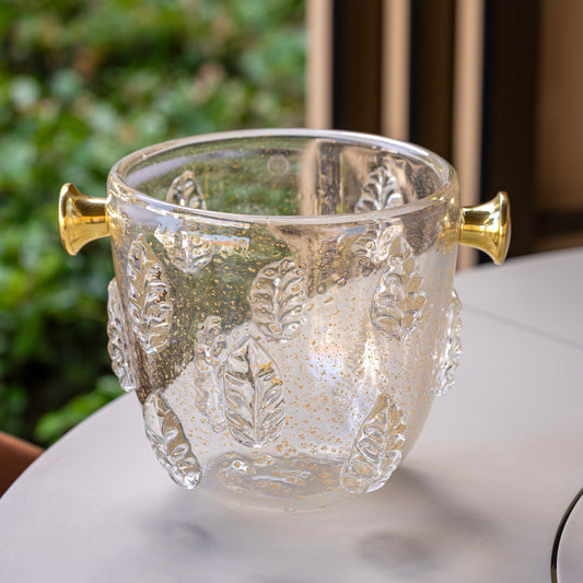 Champanheira em Murano cristal com pó de ouro 24k