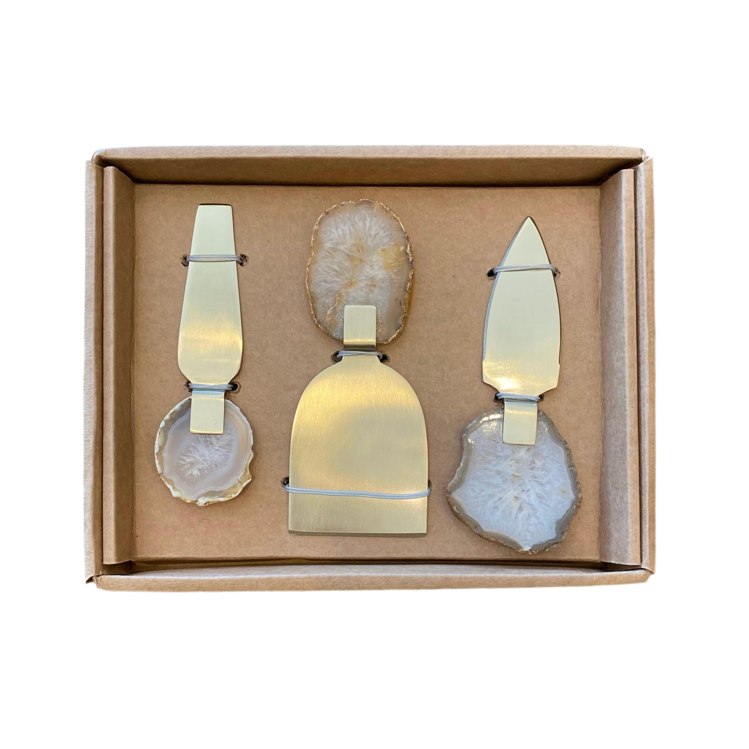 Kit de Queijos com pedra de Ágata ouro