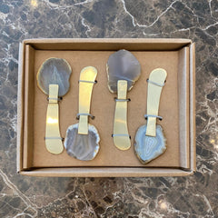 Kit para patês e geleias com pedra de Ágata ouro