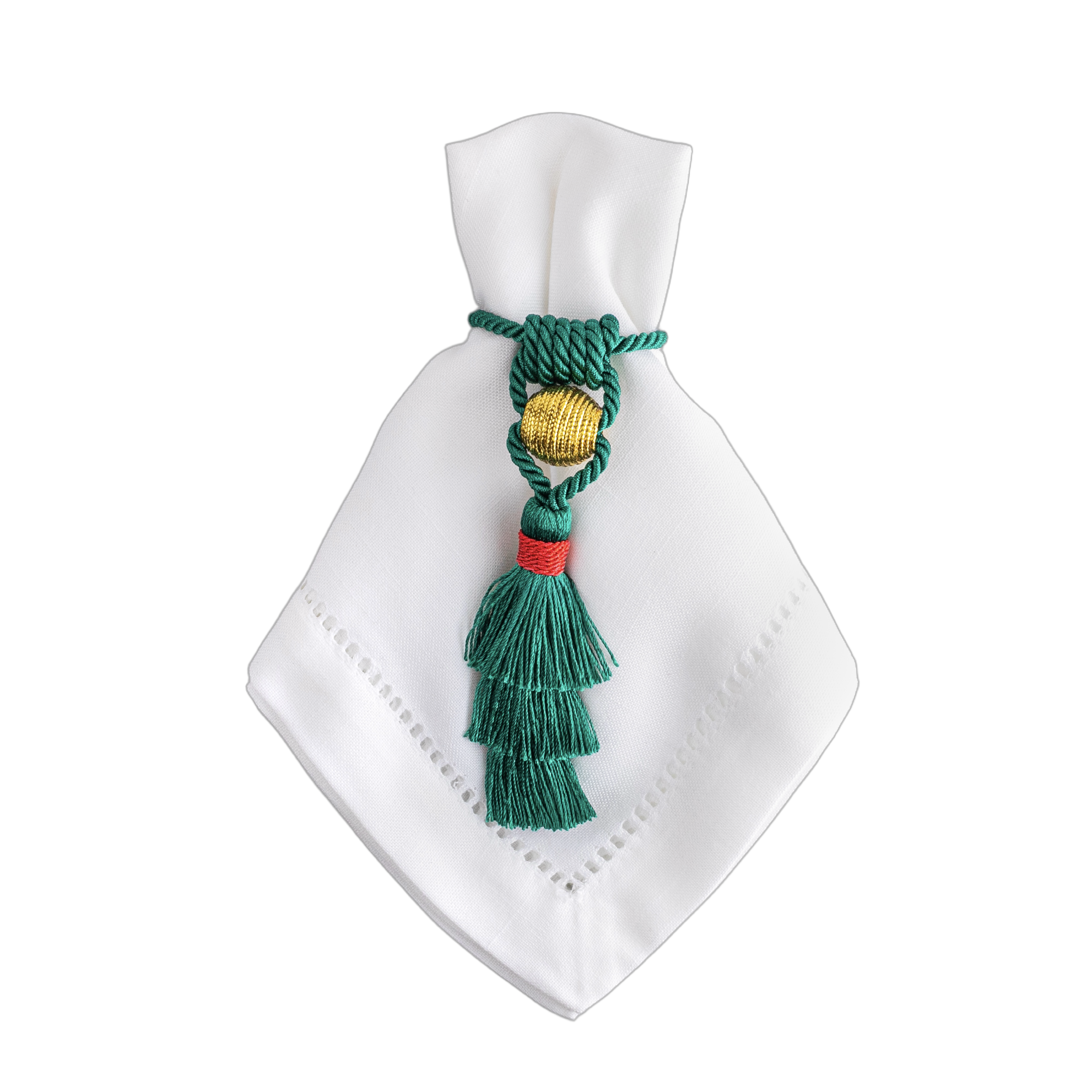 Porta Guardanapo Tassel Natal bola dourada