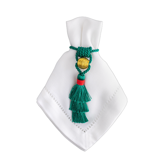 Porta Guardanapo Tassel Natal bola dourada