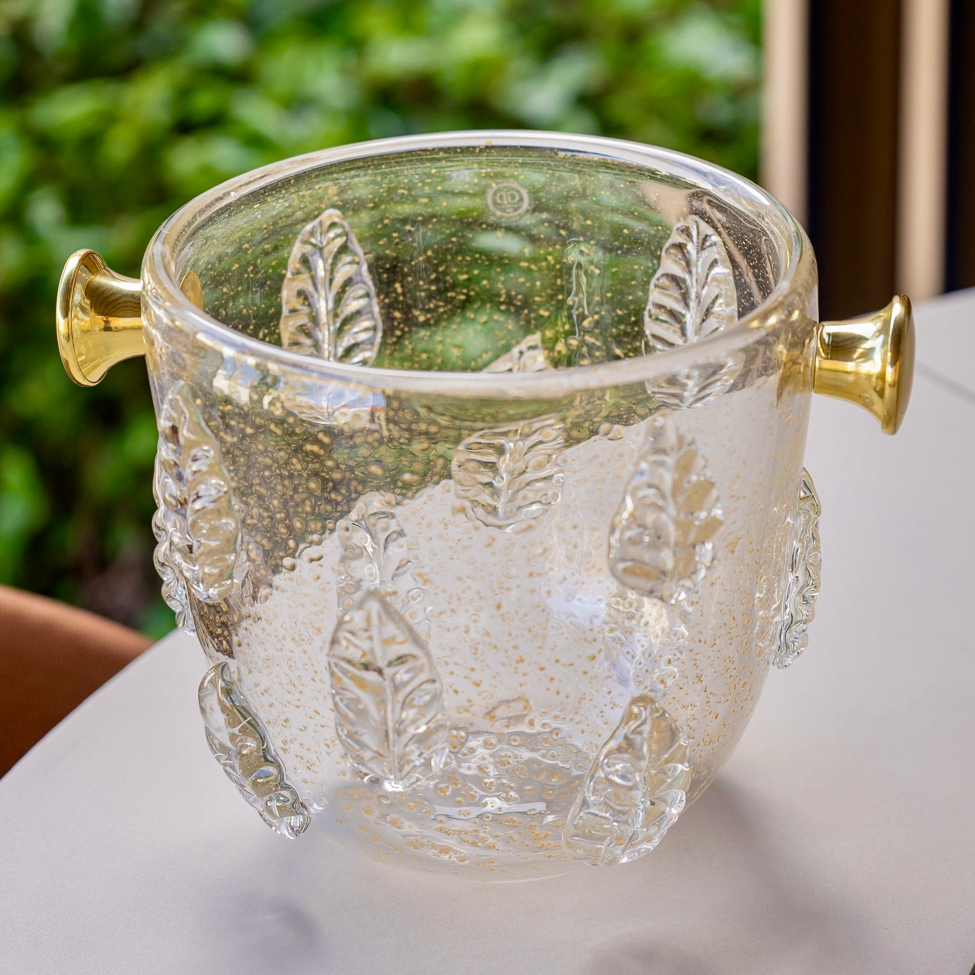 Champanheira em Murano cristal com pó de ouro 24k