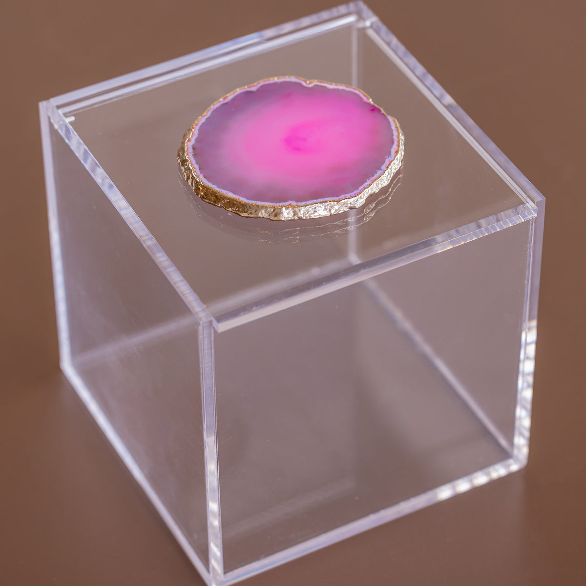 Caixa G com pedra de Ágata rosa