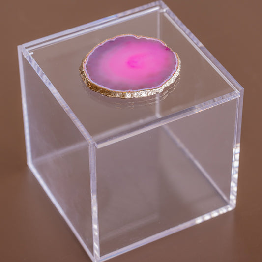 Caixa G com pedra de Ágata rosa