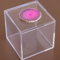Caixa G com pedra de Ágata rosa