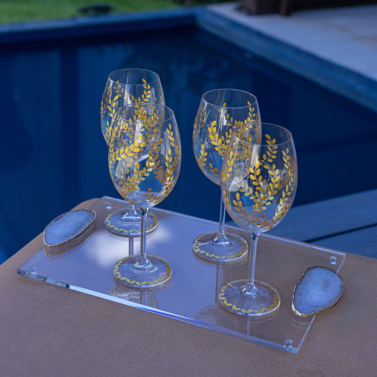 Taça vinho Folhas Douradas