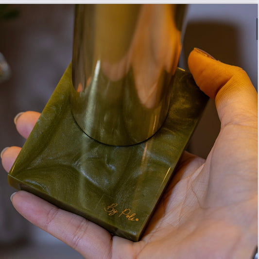 Vaso metal gold green By Poli