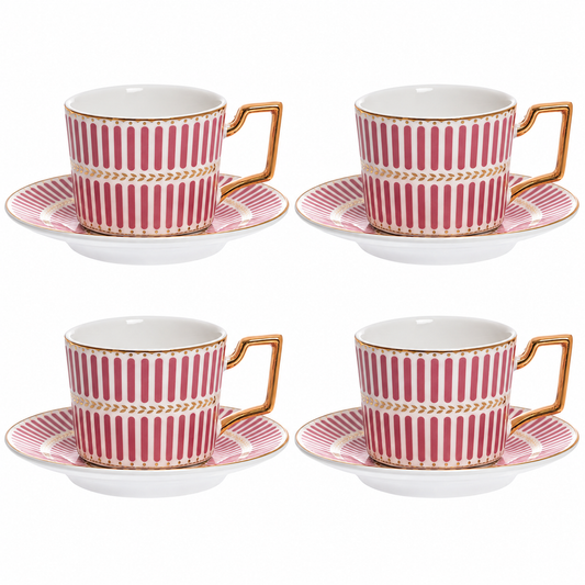 Conjunto de Xícaras de Chá Olimpo Rosa 8 Peças